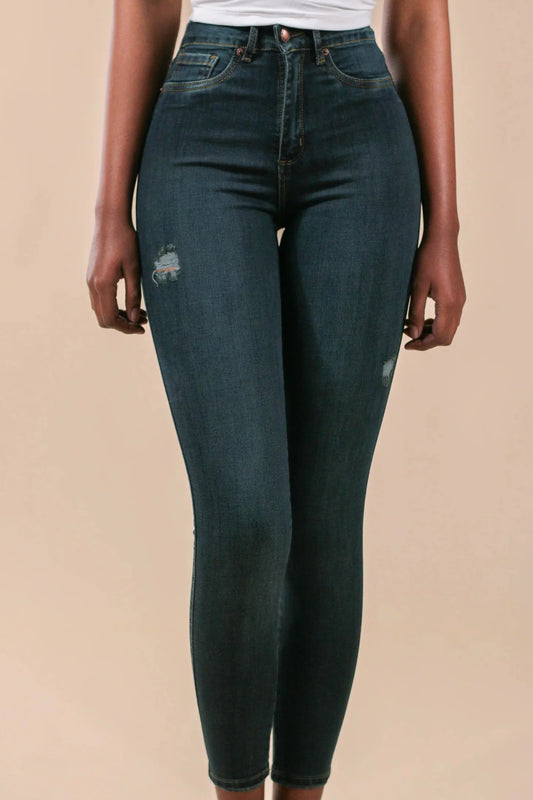 23102. Skinny Jeans Azul Oscuro Desgastado